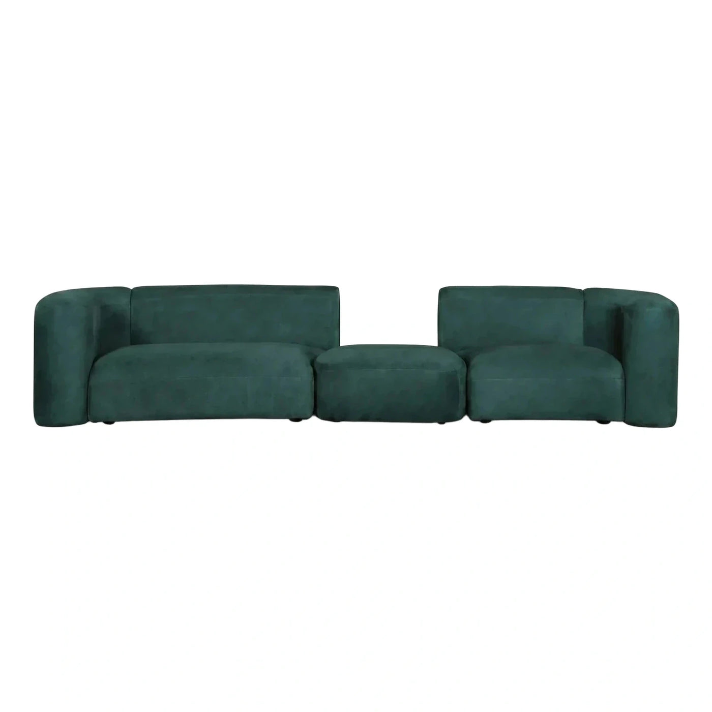 Dark Green Modular Sectional Sofa with Ottoman