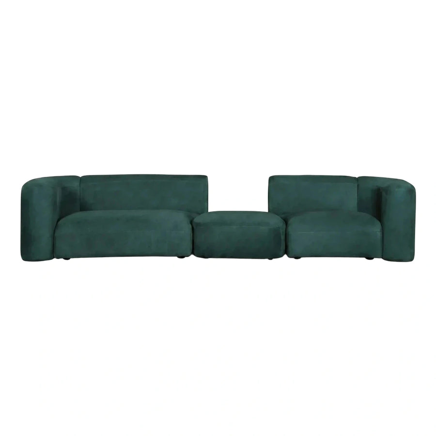 Dark Green Modular Sectional Sofa with Ottoman