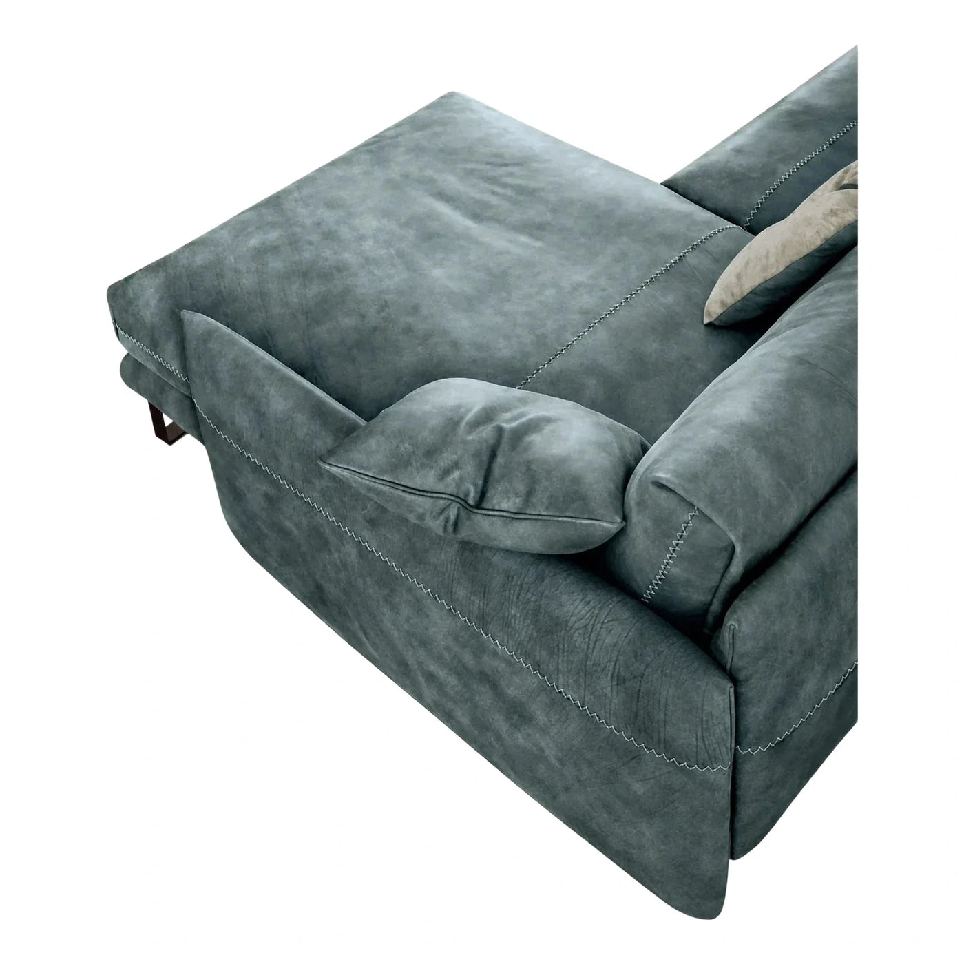 Modern Teal Fabric Chaise Sectional Sofa