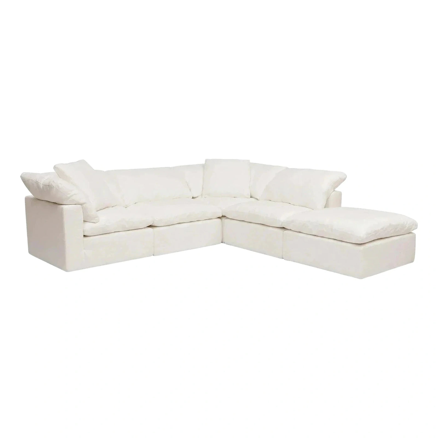 Modern White Fabric L-Shaped Sectional Sofa