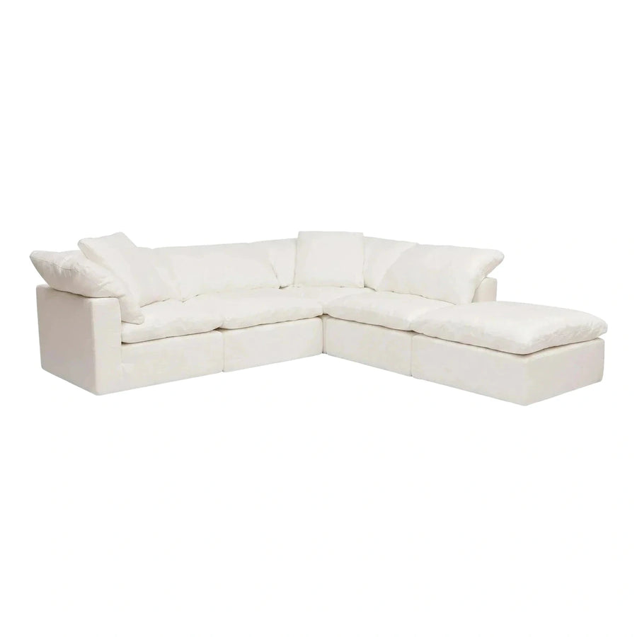Modern White Fabric L-Shaped Sectional Sofa
