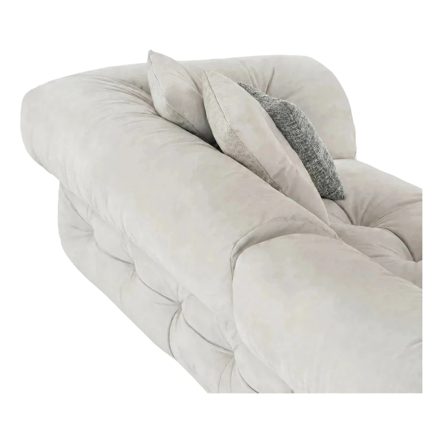 Plush Cream Velvet Curved Sofa with Pillows