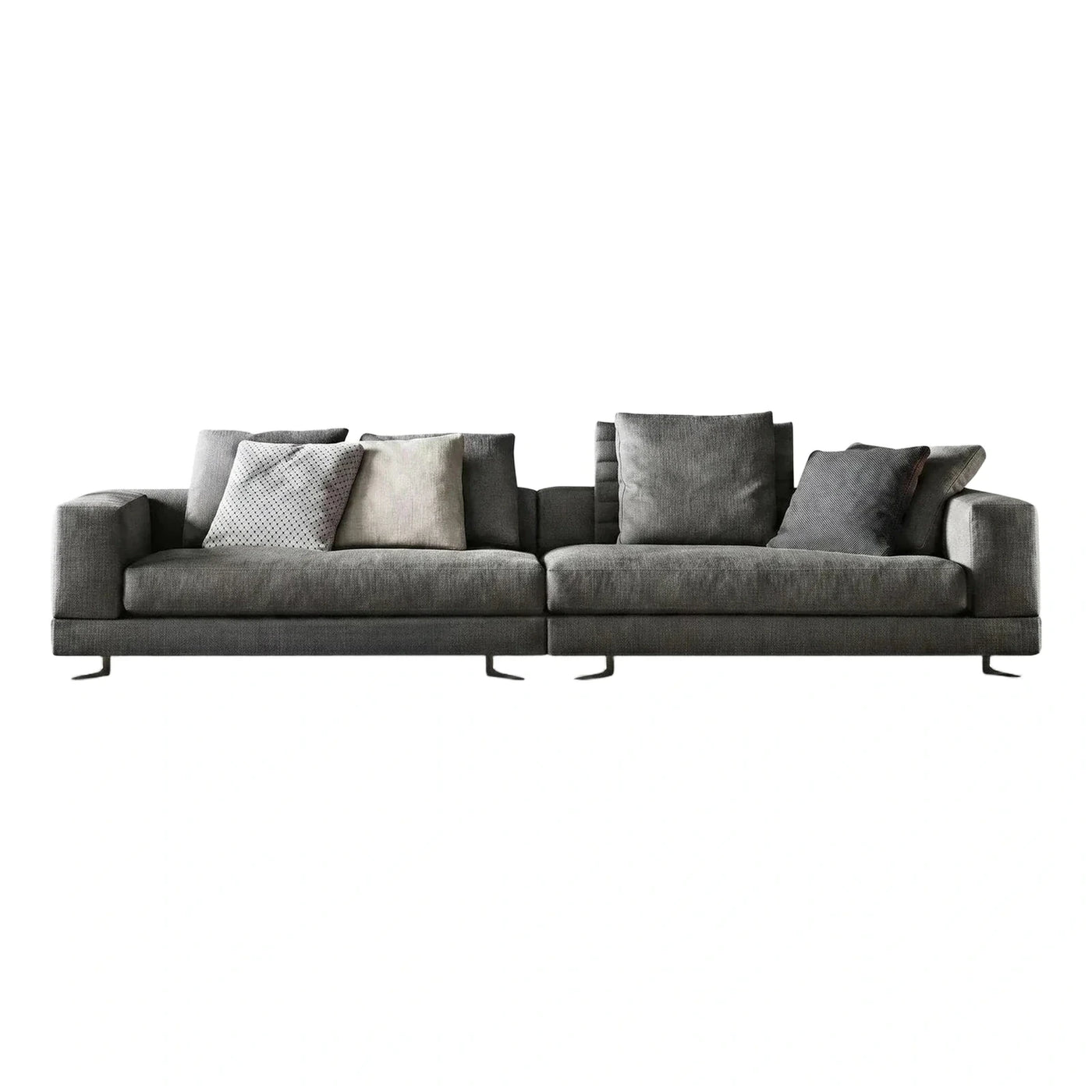 Modern Dark Grey Fabric Modular Sofa with Metal Legs