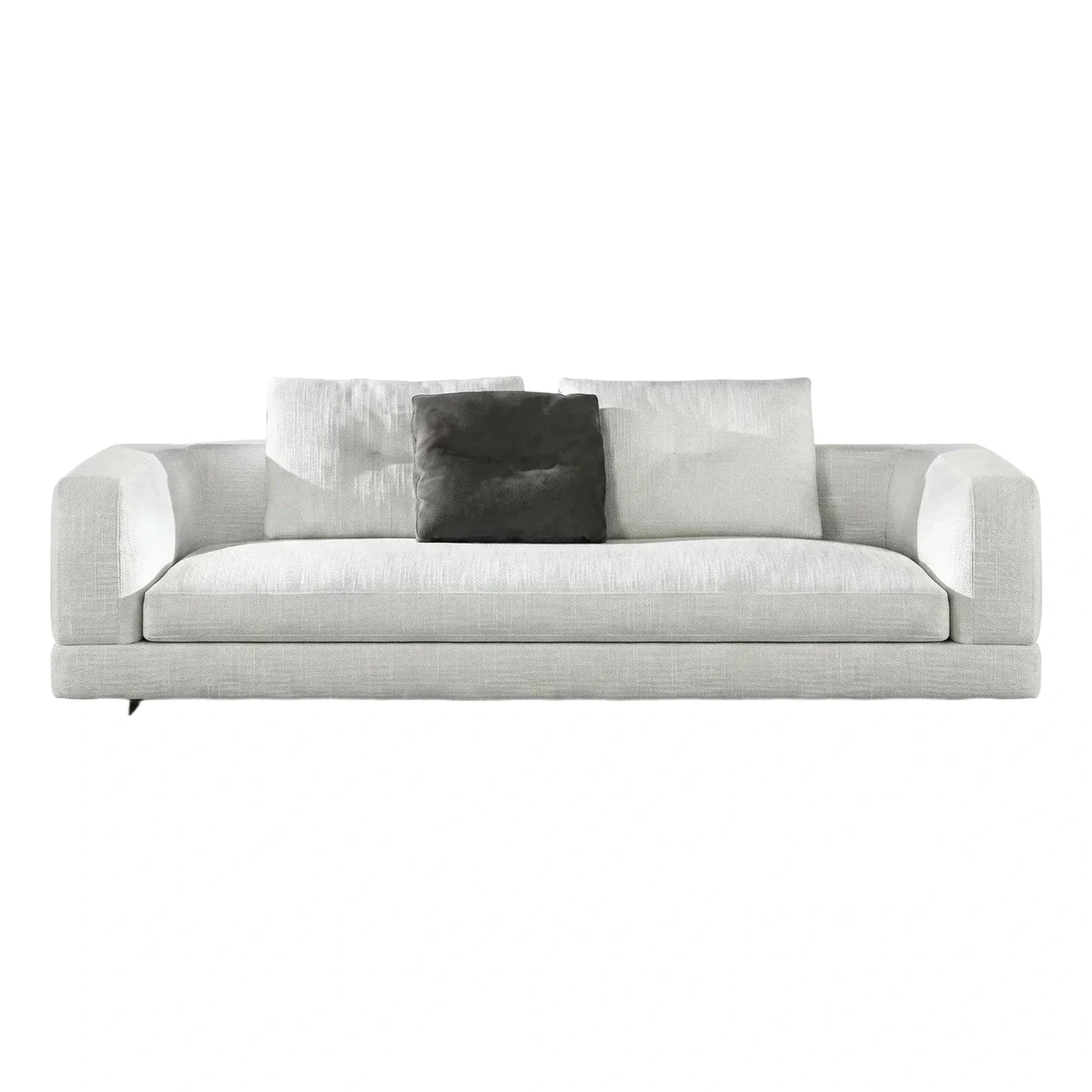 Modern Cream Textured Fabric Sofa with Low Profile