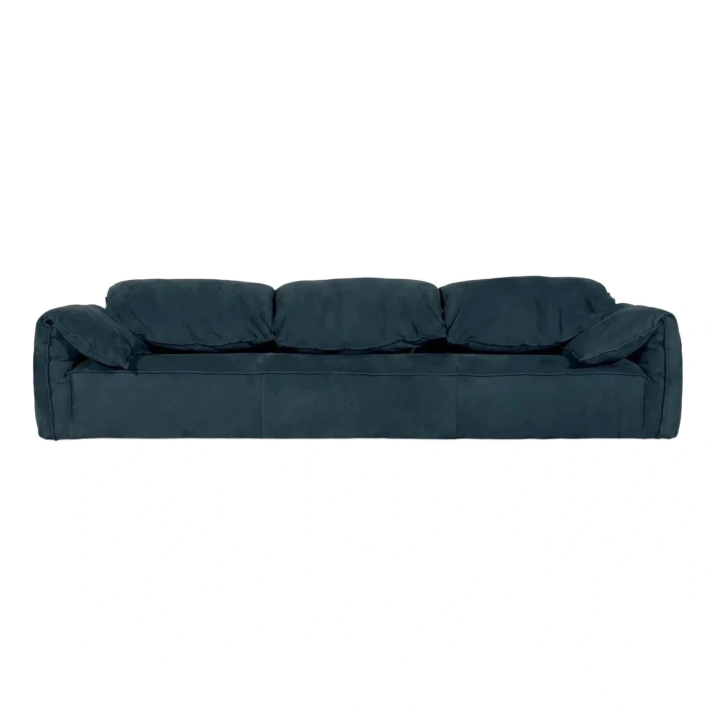 Dark Blue Velvet Modern Low Profile Sofa