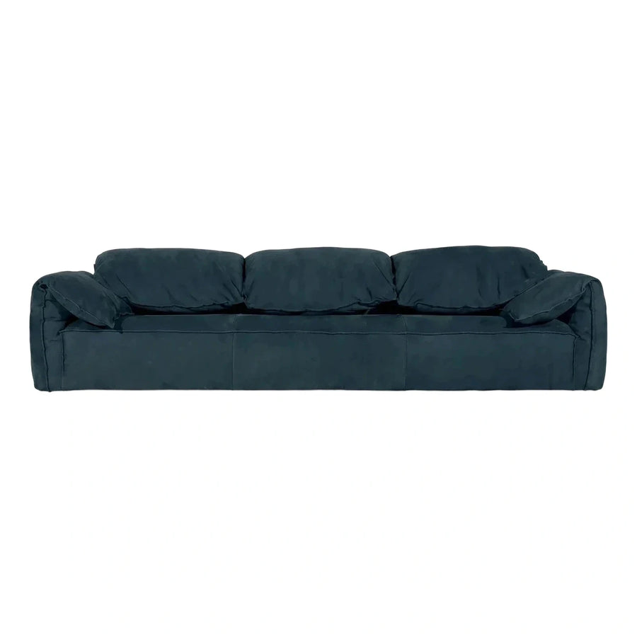 Dark Blue Velvet Modern Low Profile Sofa