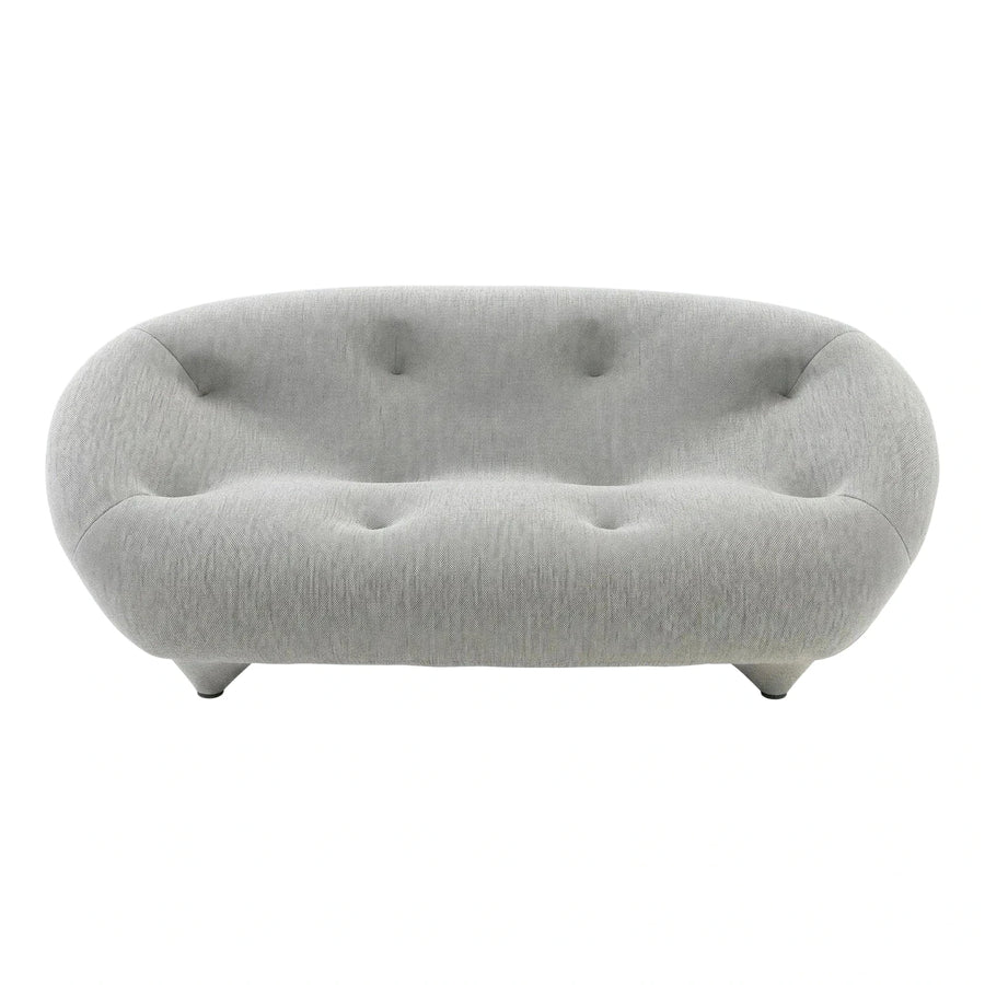 Modern Curved Light Grey Fabric Tufted Sofa