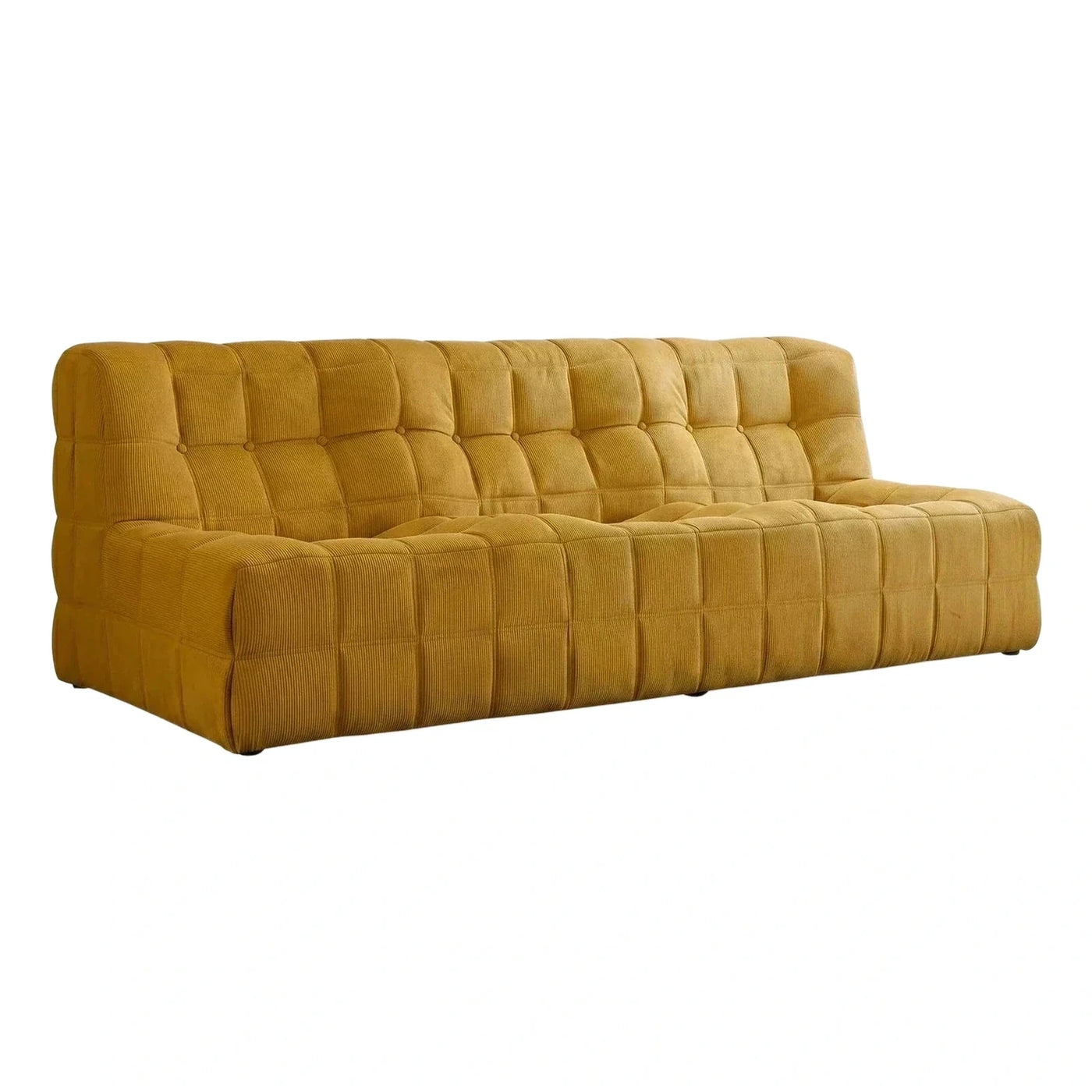 Mustard Yellow Corduroy Tufted Sofa