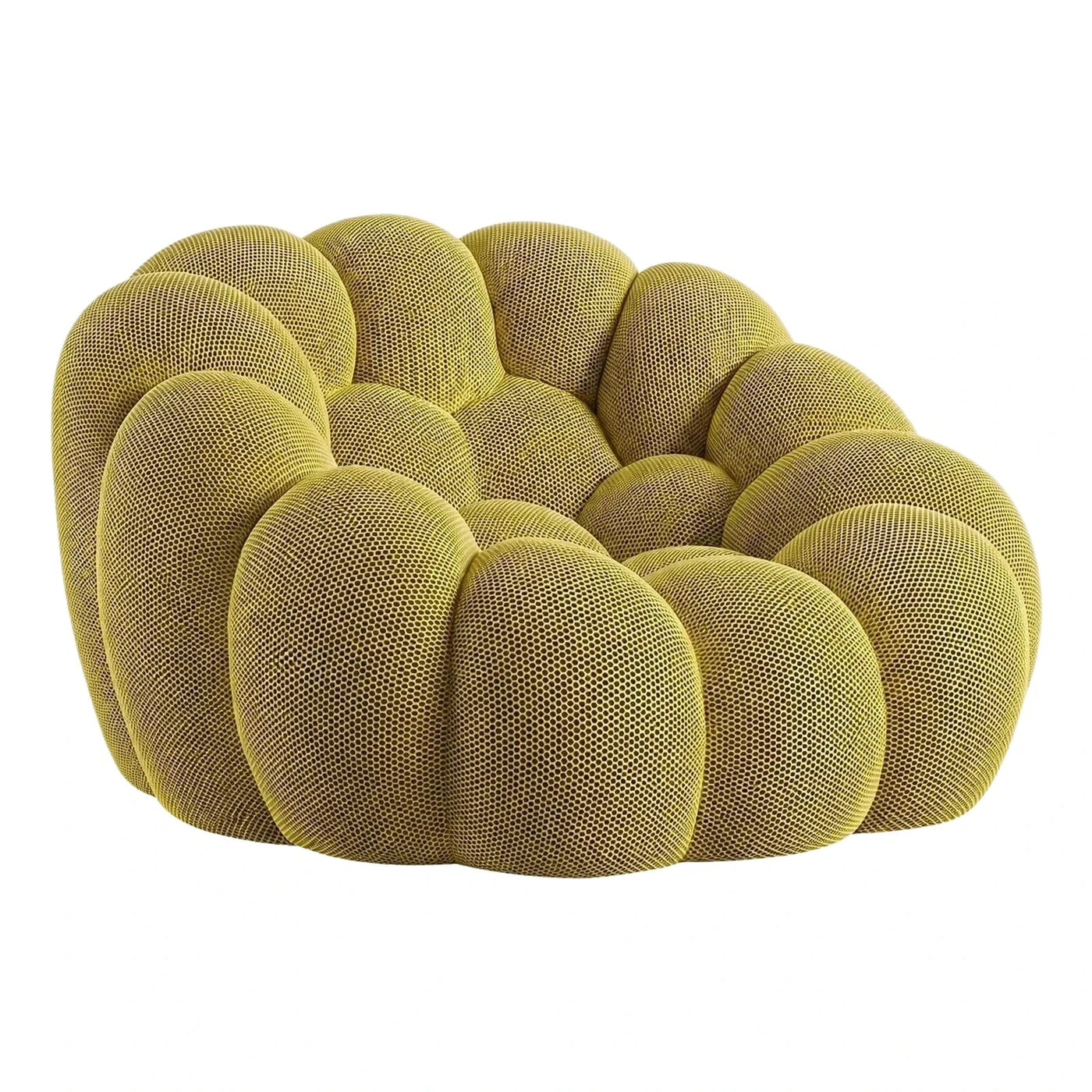 Modern Yellow Green Perforated Fabric Bubble Sofa