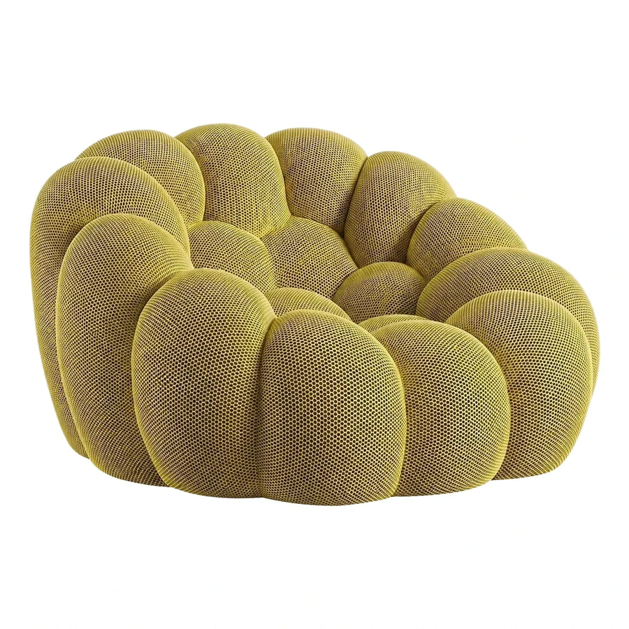 Modern Yellow Green Perforated Fabric Bubble Sofa