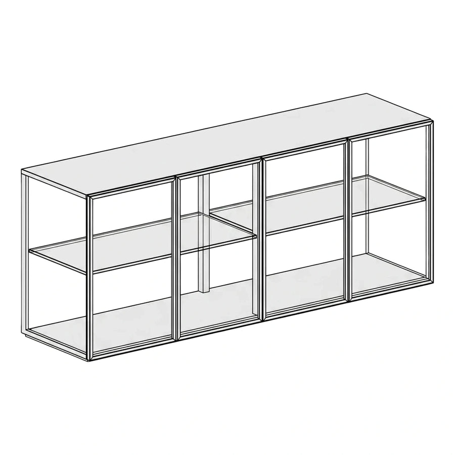 Modern White Media Console with Sliding Doors