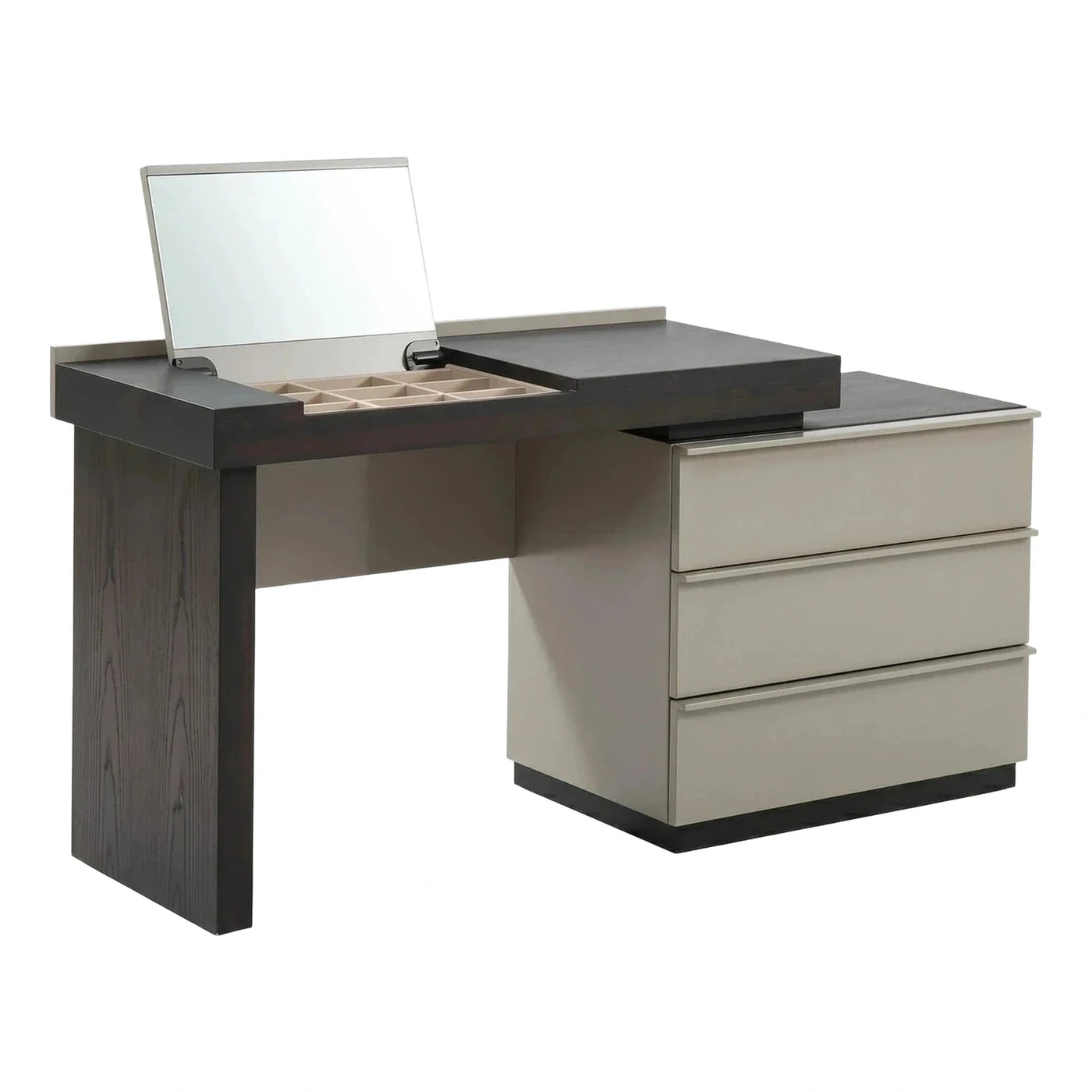 Modern Two-Tone Makeup Vanity Desk with Flip-Up Mirror