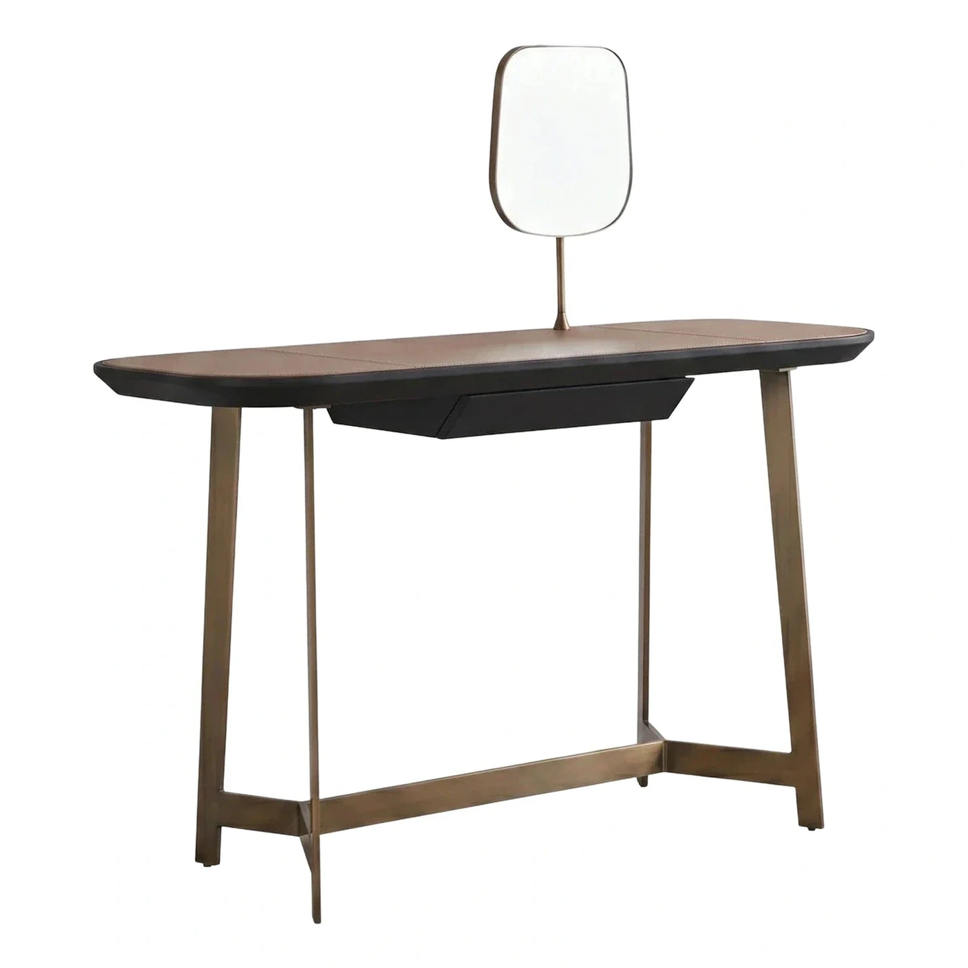 Modern Beige Vanity Table With Gold Legs