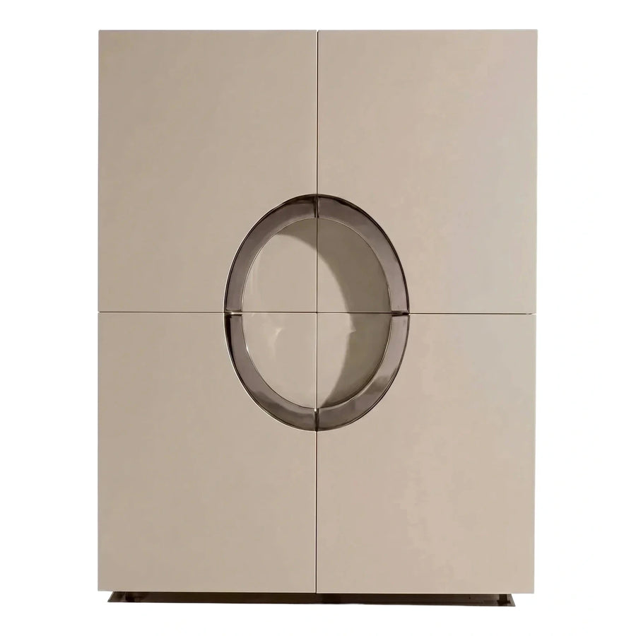Modern Cream Wardrobe with Circular Metal Handle