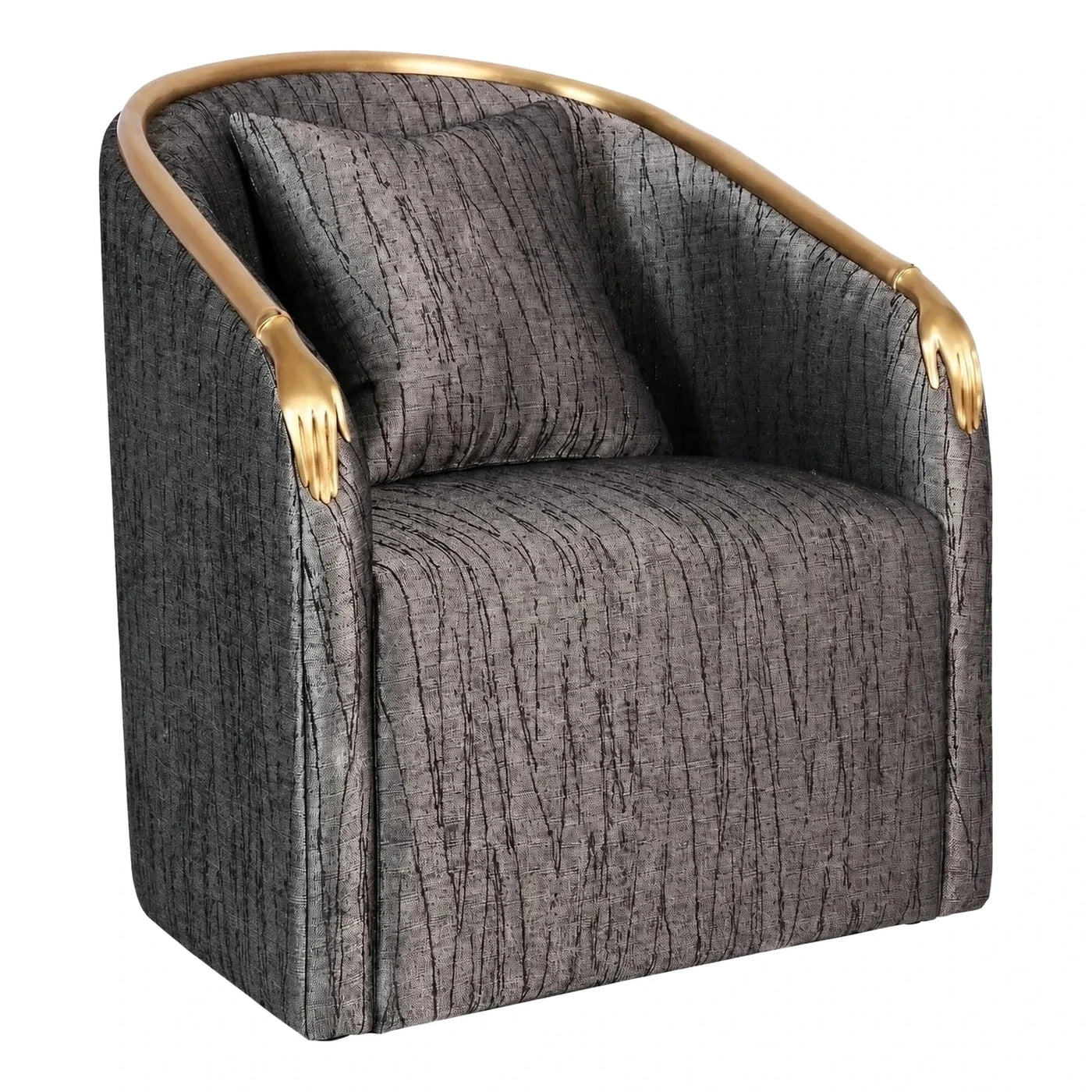 Grey Textured Armchair with Gold Hand Frame