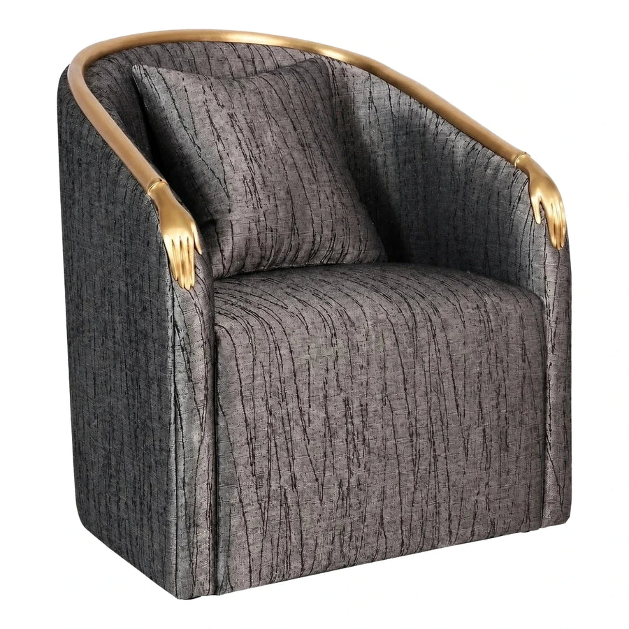 Grey Textured Armchair with Gold Hand Frame