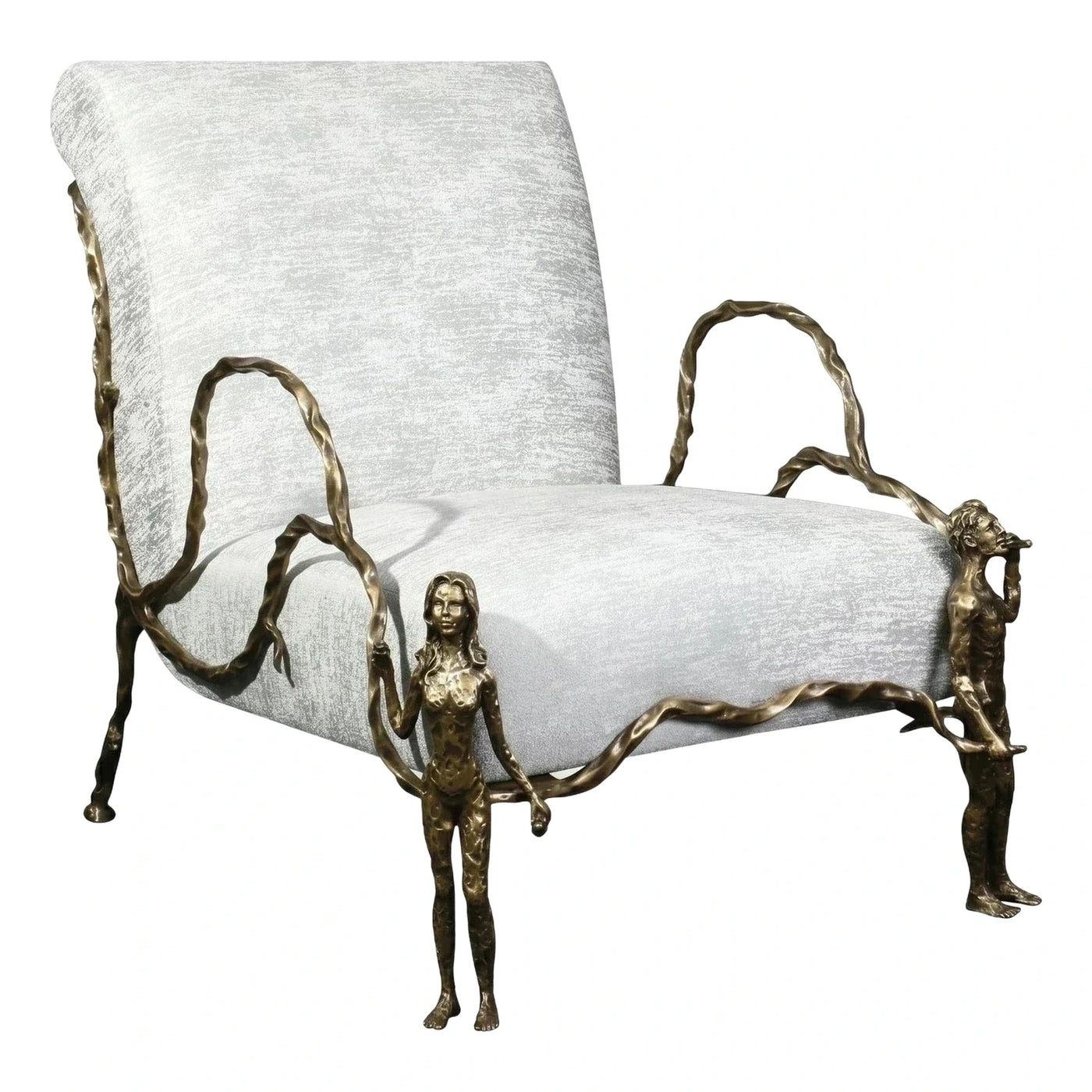 Sculptural Bronze Armchair with Human Figures