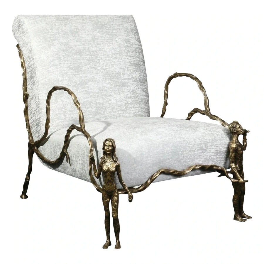 Sculptural Bronze Armchair with Human Figures