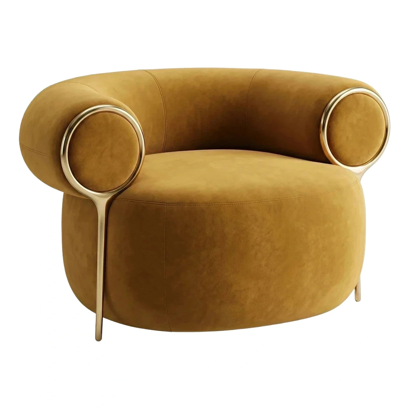 Gold Ring Accent Mustard Velvet Armchair