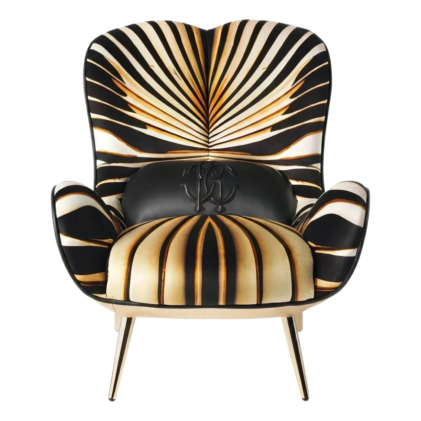 Black and Gold Radial Stripe Velvet Armchair