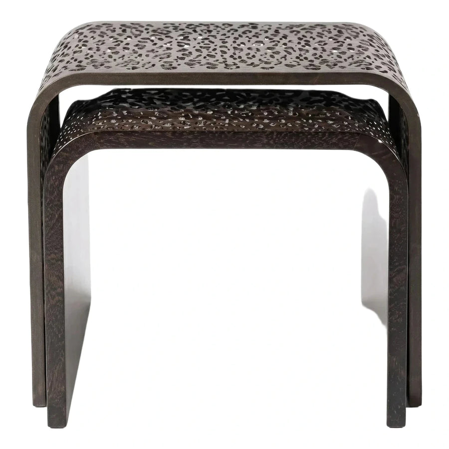 Dark Wood Nesting Coffee Tables Set