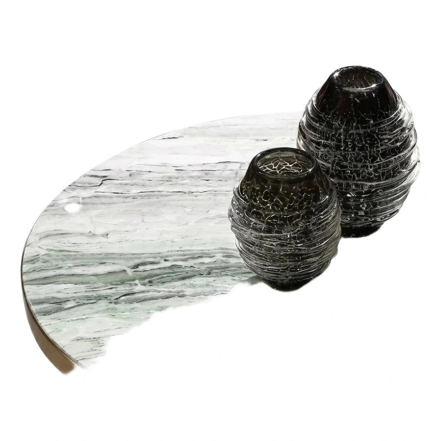 Round Green Marble Coffee Table with Gold Base