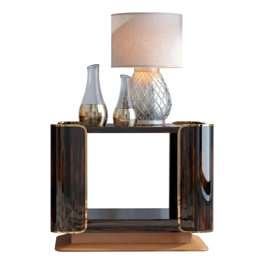 Luxury Dark Wood Gold Trim Side Table