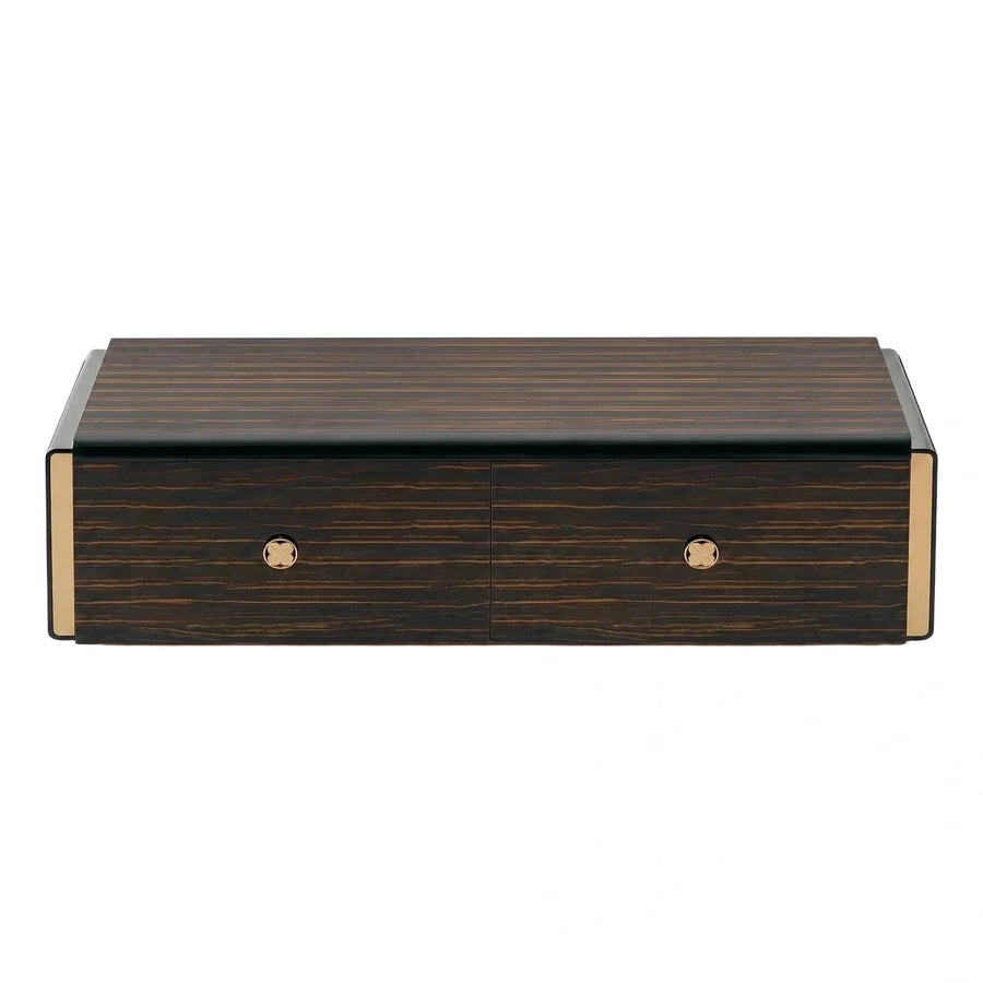 Luxury High Gloss Dark Wood Coffee Table with Gold Accents