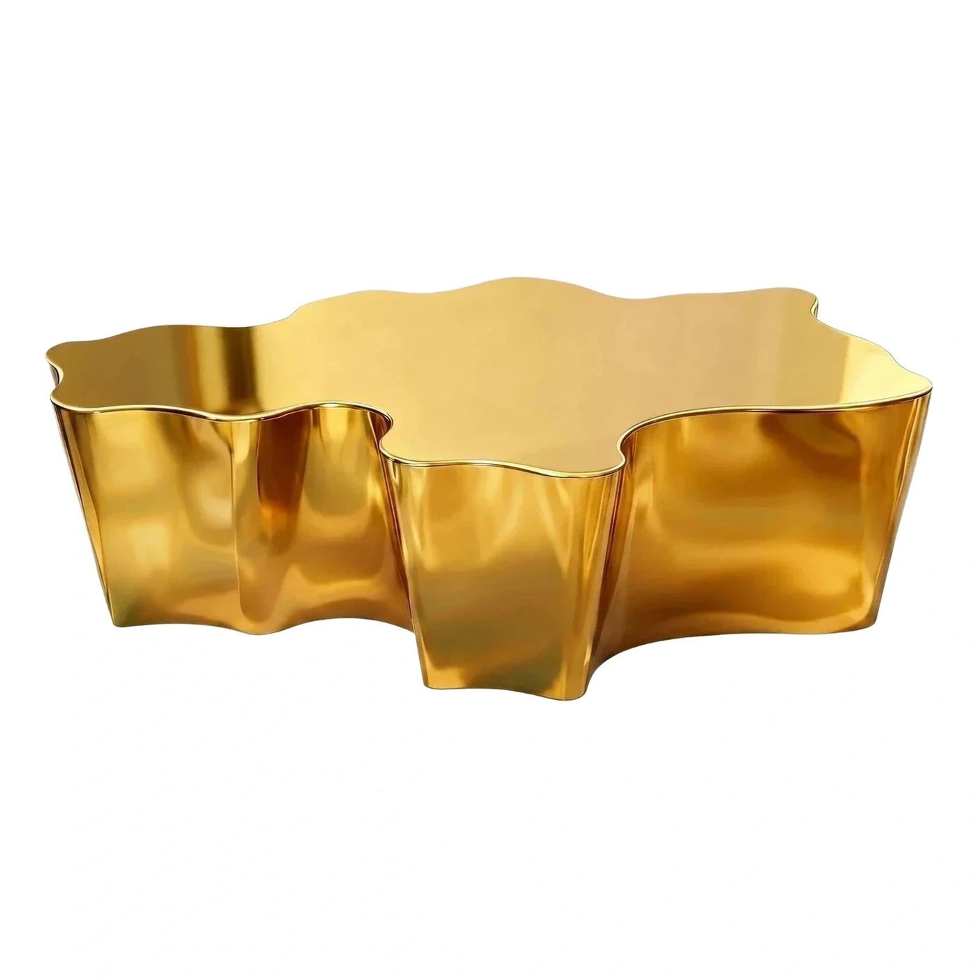 Modern Gold Metal Organic Shape Coffee Table