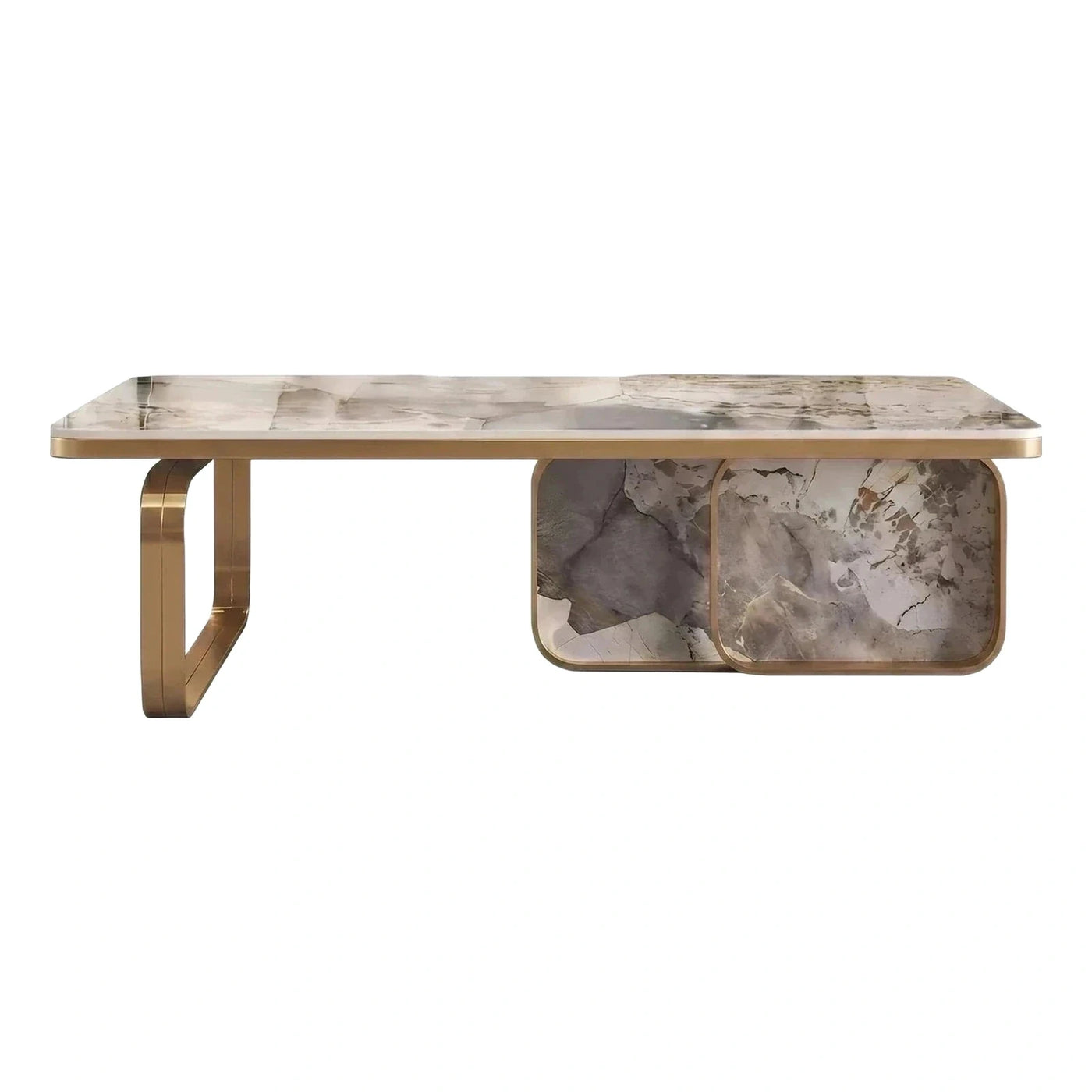 Luxury Gold Metal Frame Marble Top Coffee Table