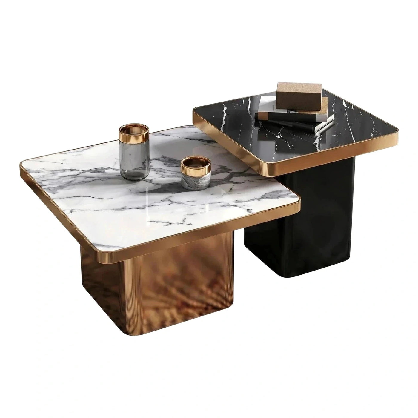 Luxury Square Marble Nesting Coffee Table Set