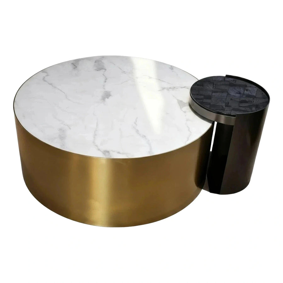 Round Marble Coffee Table with Nested Side Table