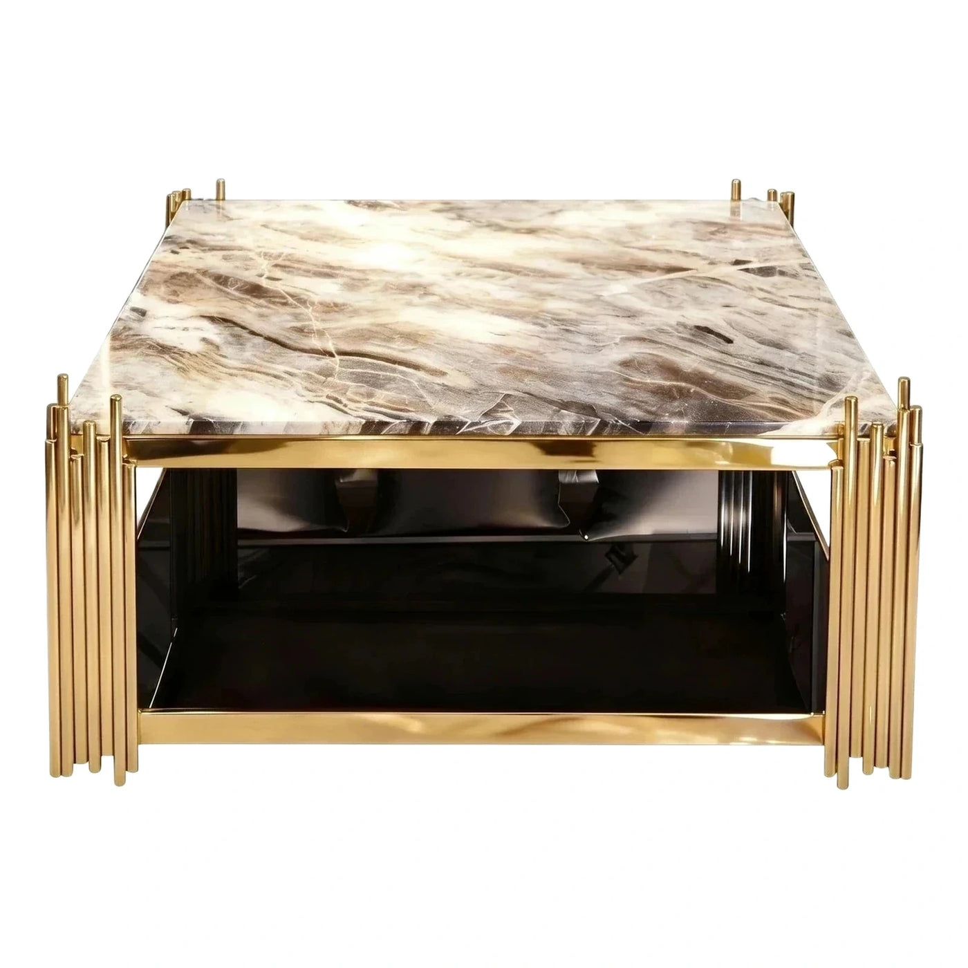 Luxury Gold Metal Frame Marble Top Coffee Table