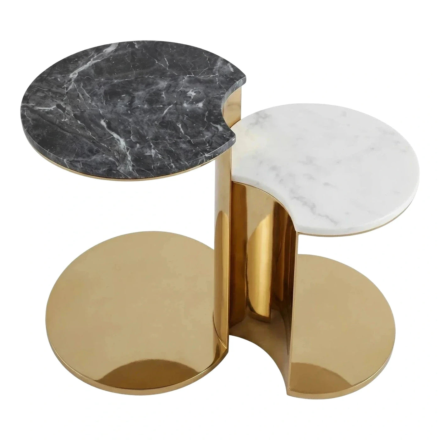 Modern Gold Metal Marble Top Nesting Side Tables