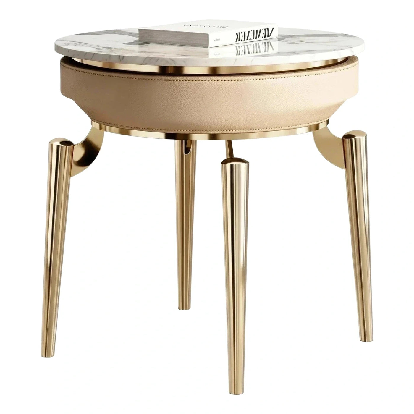 Luxury Round Marble Top Side Table with Gold Legs