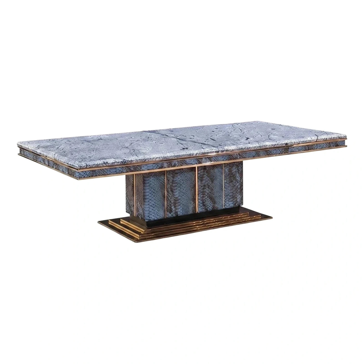 Luxury Blue Marble Dining Table with Gold Base