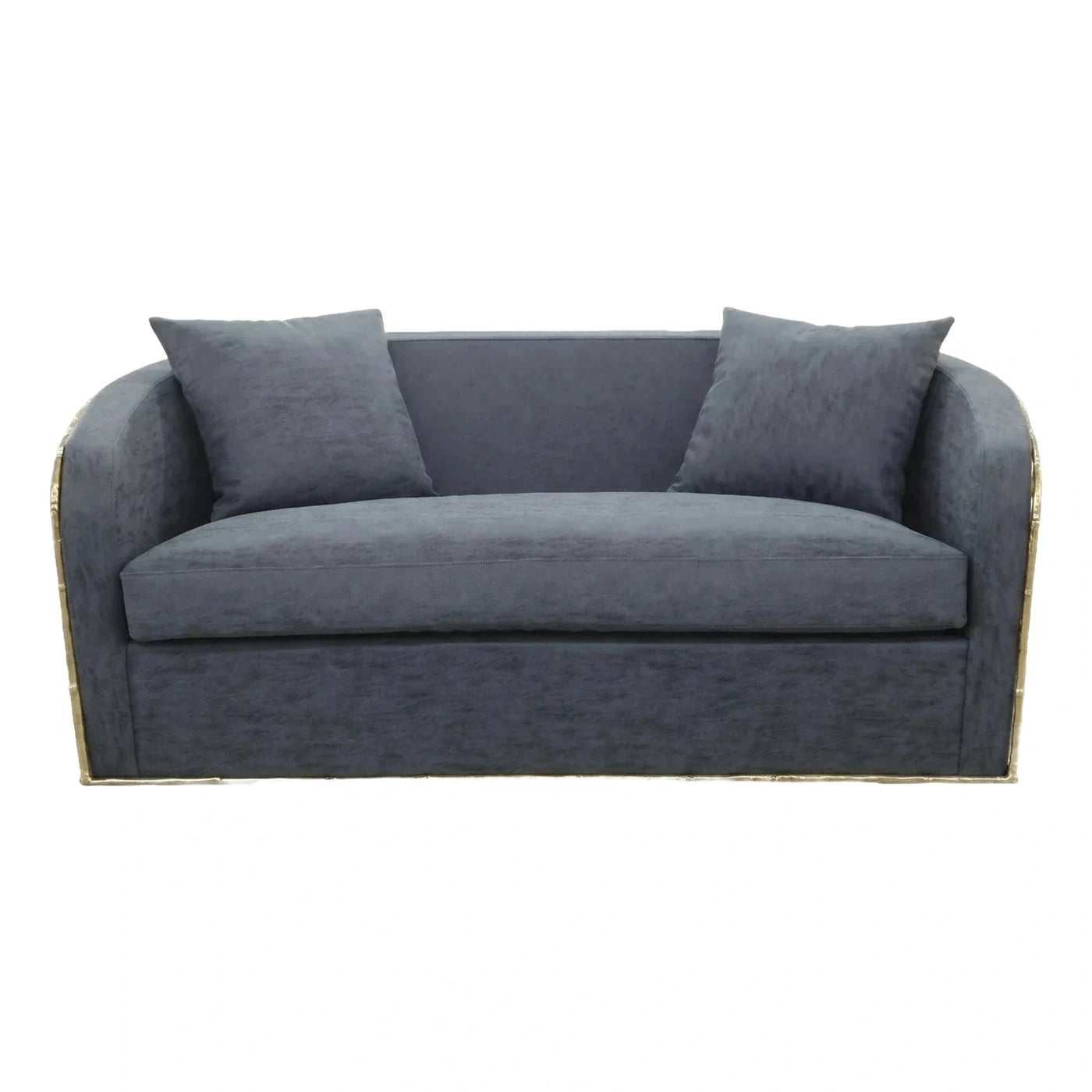 Modern Grey Velvet Sofa with Gold Metal Frame