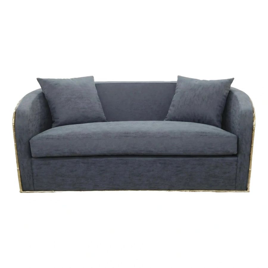 Modern Grey Velvet Sofa with Gold Metal Frame
