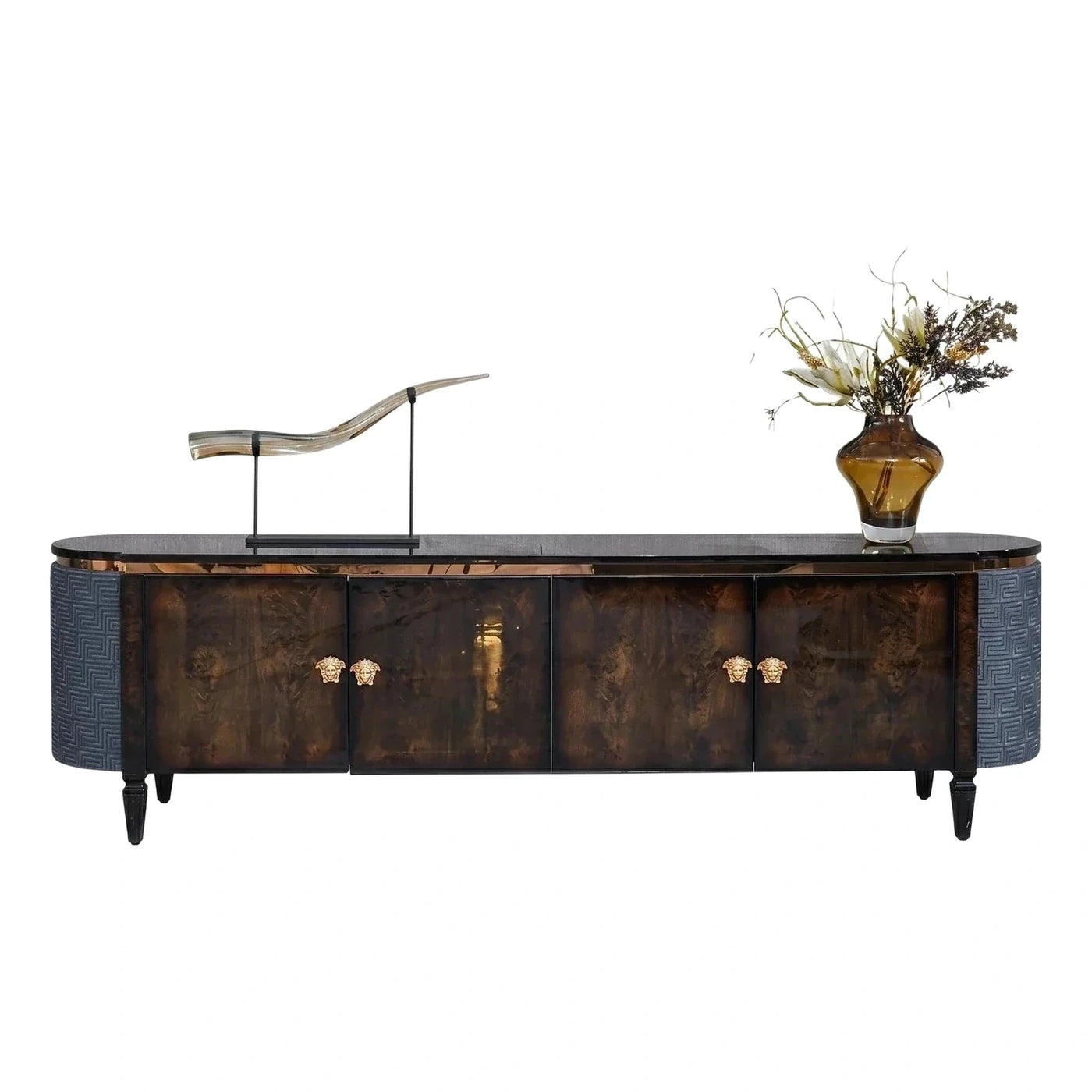Luxury Curved Sideboard with Greek Key Sides