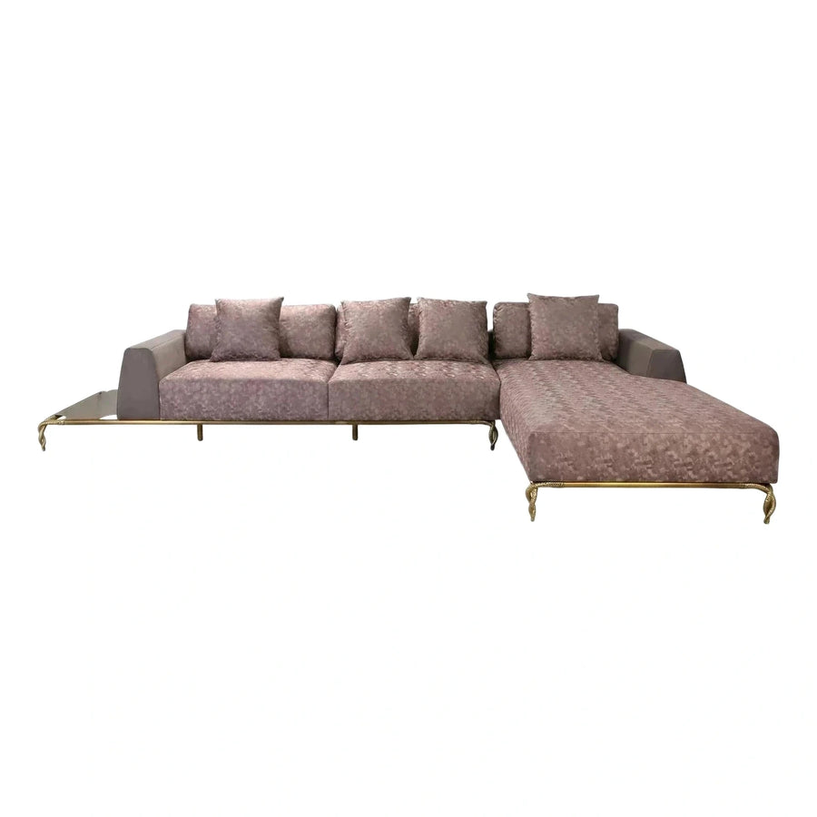 Luxury L-Shaped Sectional Sofa with Gold Base