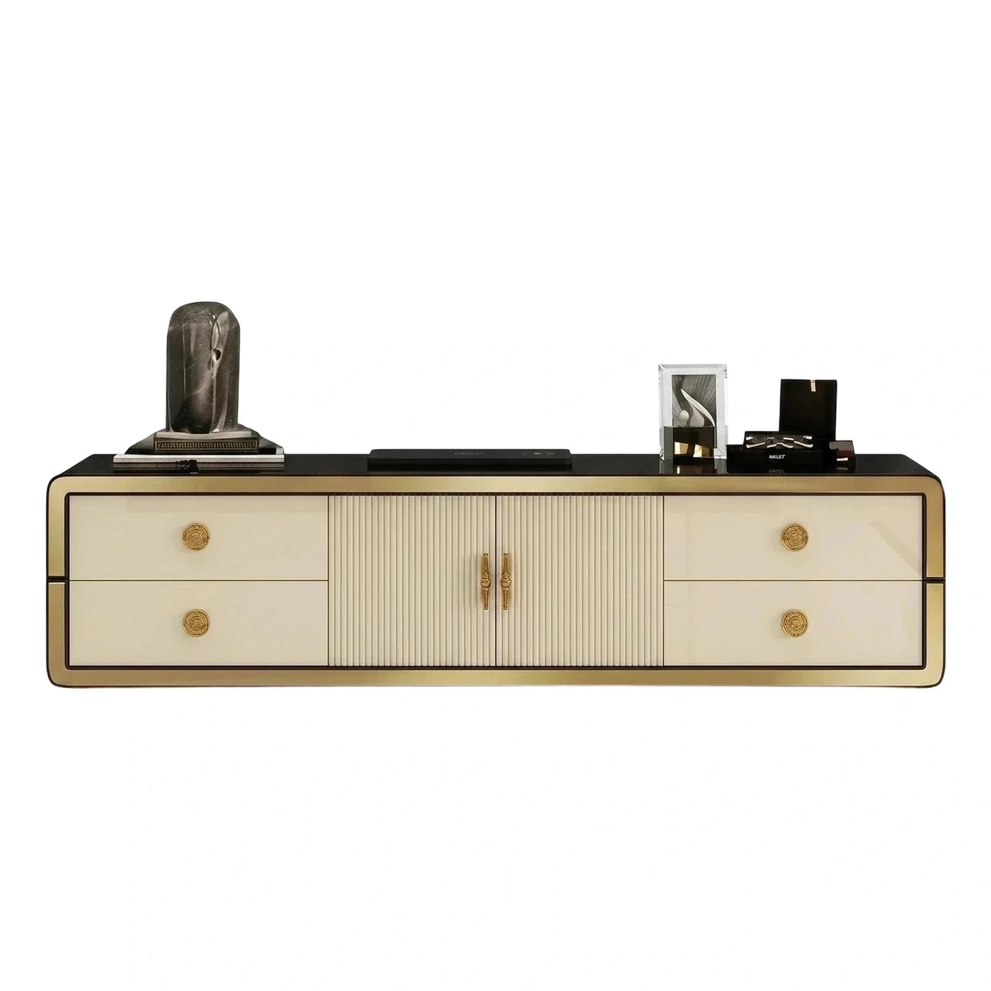 Luxury Cream Media Console with Gold Trim
