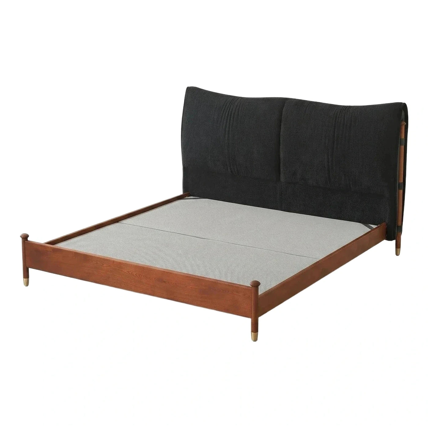 Upholstered Platform Bed with Dark Headboard and Wood Frame