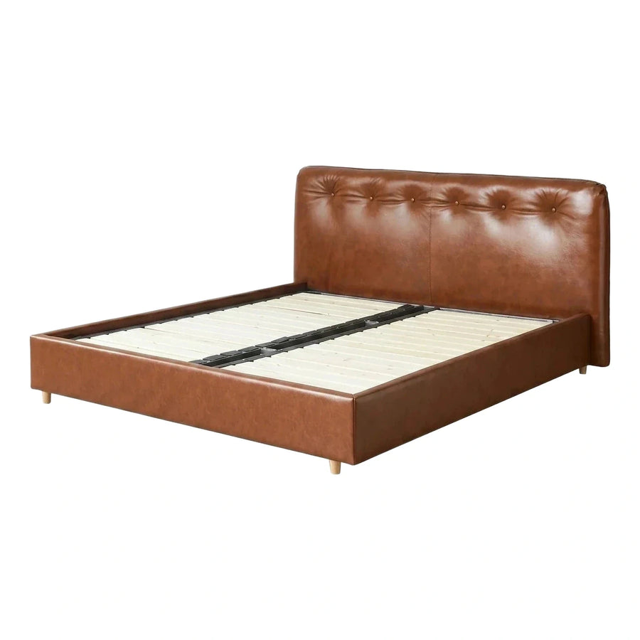 Brown Tufted Upholstered Platform Bed Frame