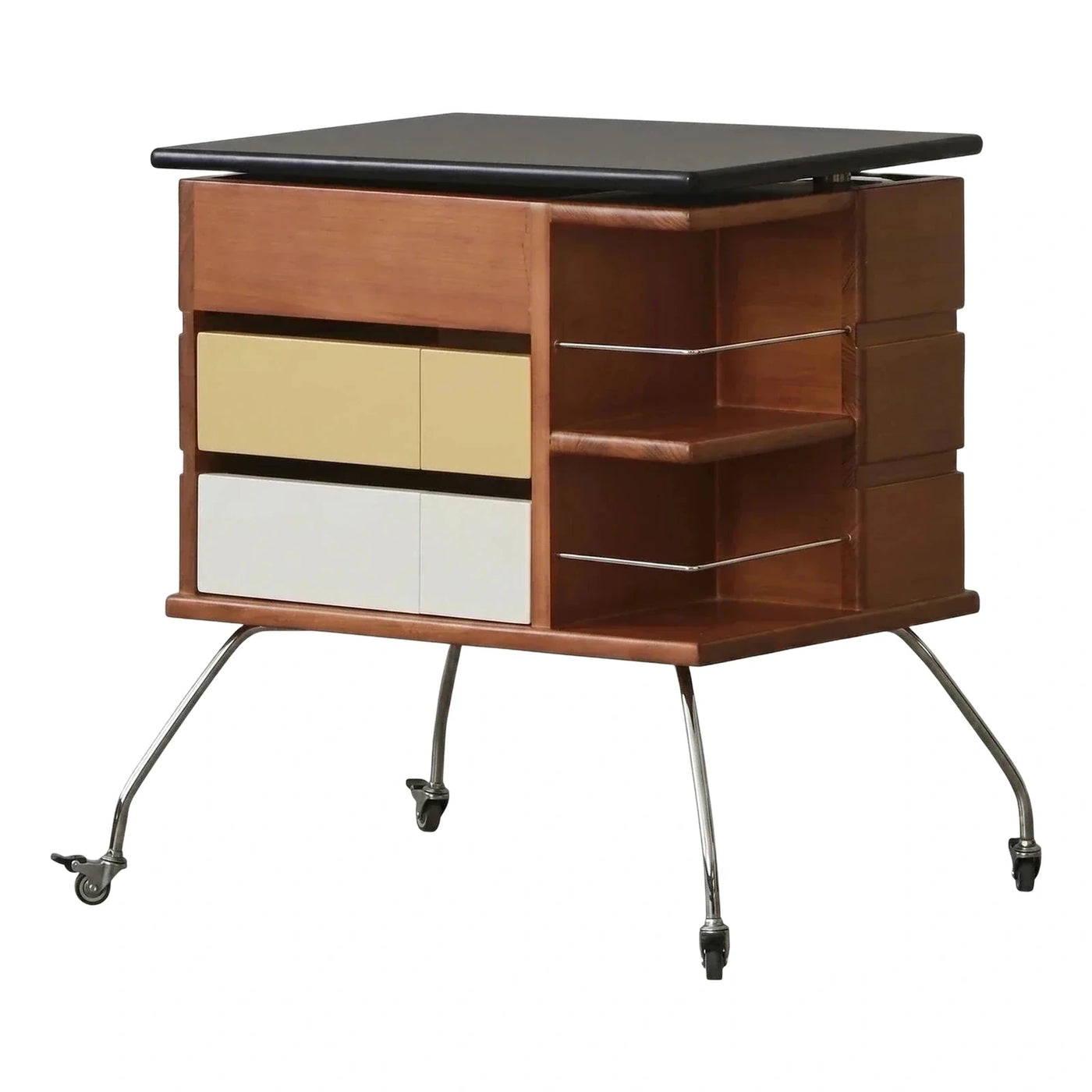 Retro Rolling Storage Cabinet with Chrome Legs