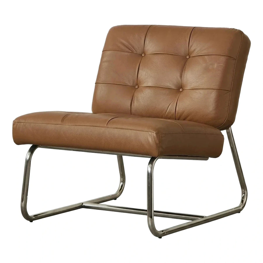 Modern Brown Leather Cantilever Lounge Chair