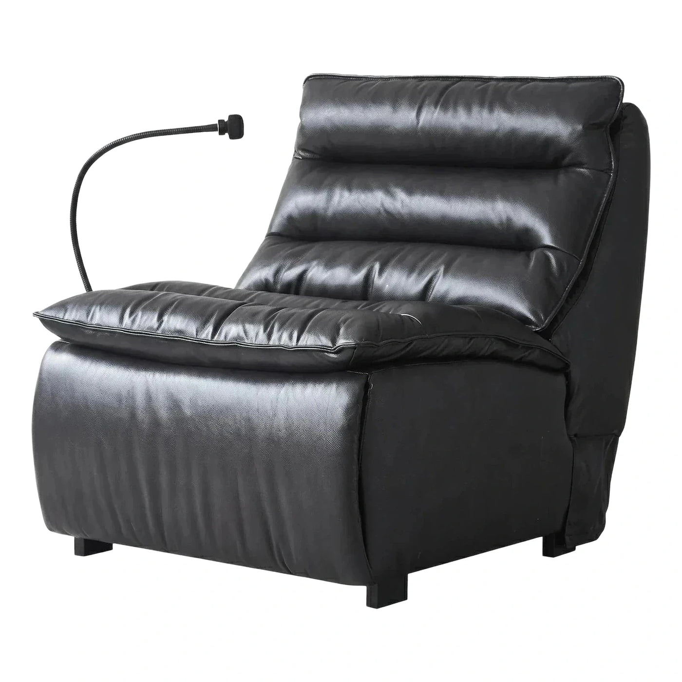 Black Leather Recliner Chair with Reading Light
