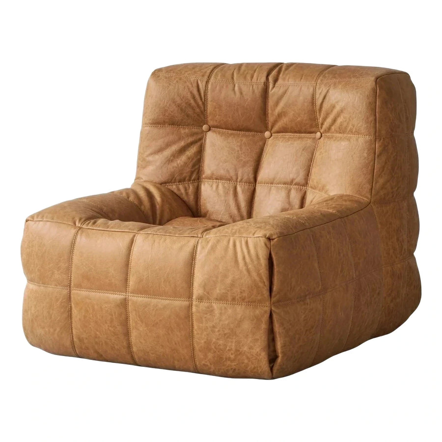 Brown Leather Tufted Lounge Chair