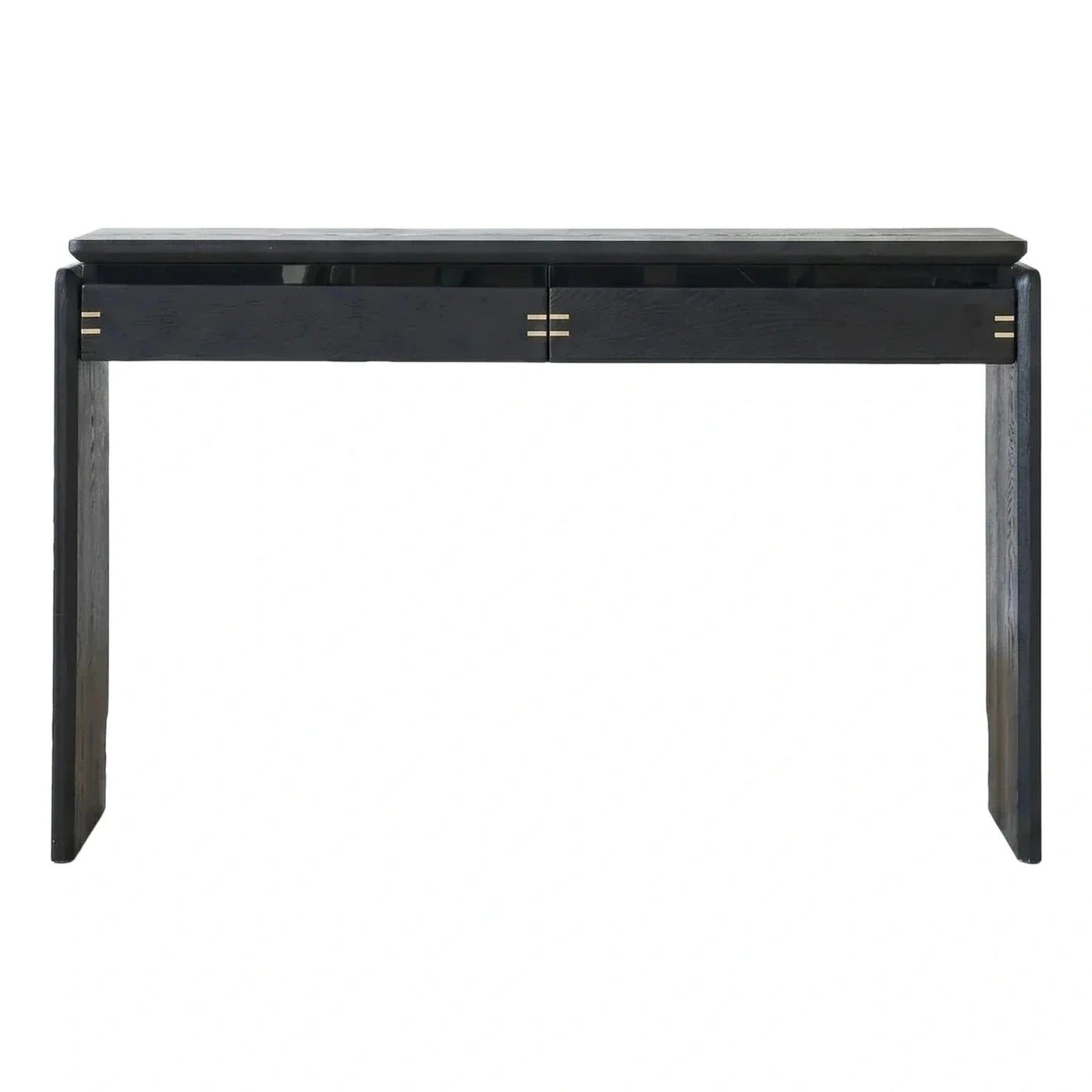 Modern Black Wood Console Table with Gold Accents