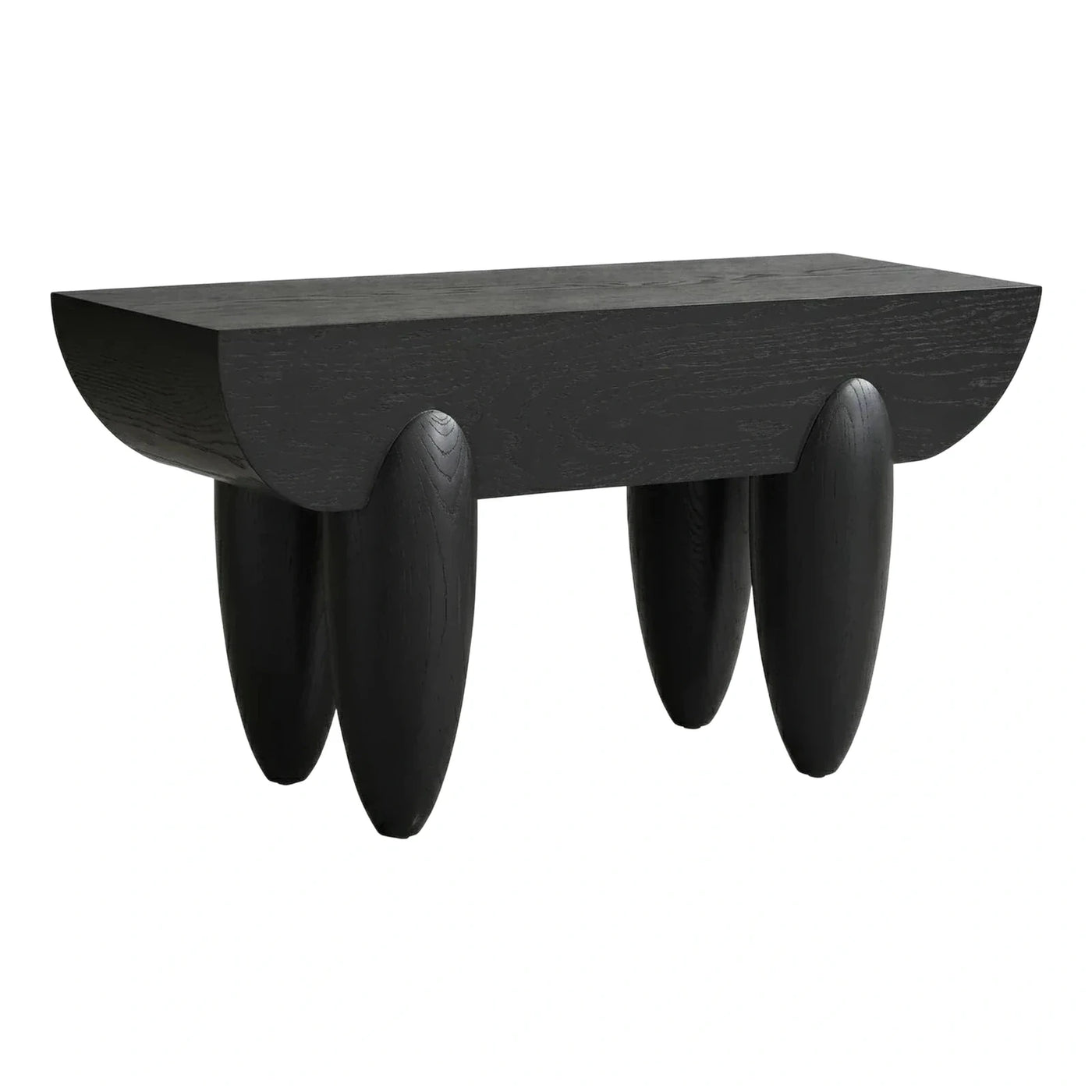 Black Solid Wood Sculptural Coffee Table with Organic Legs