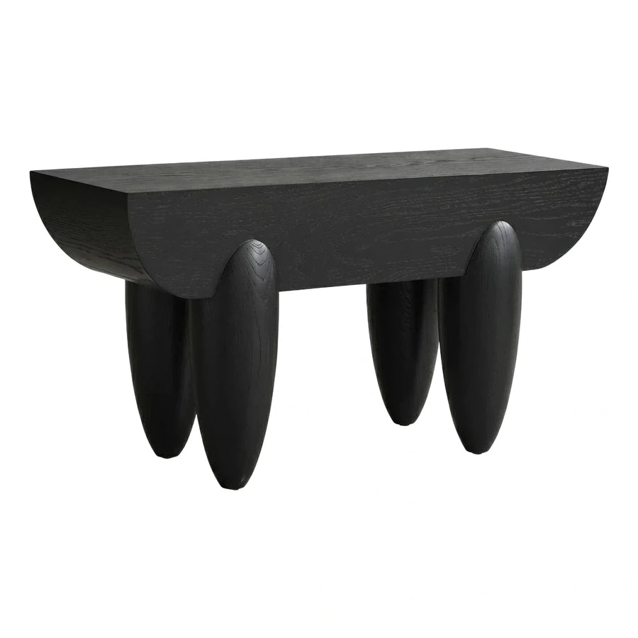 Black Solid Wood Sculptural Coffee Table with Organic Legs
